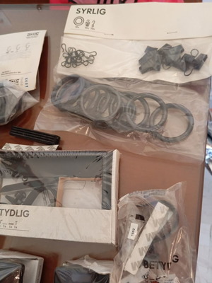 IKEA curtain rods with accessories, black, new