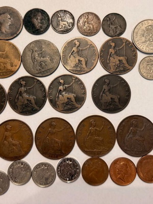 English coins used, set of 43 pieces from 1806