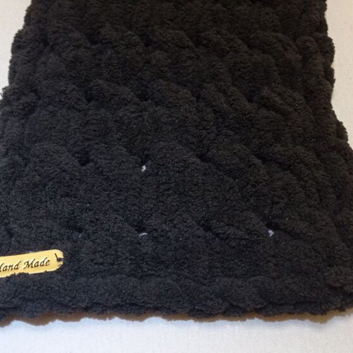 Handmade Alize Puffy Scarf hypoallergenic, black, made to order