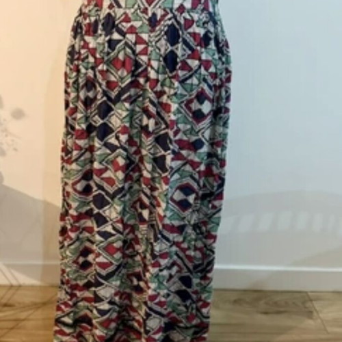 Maxi skirt with side zipper and lace, cotton, size L