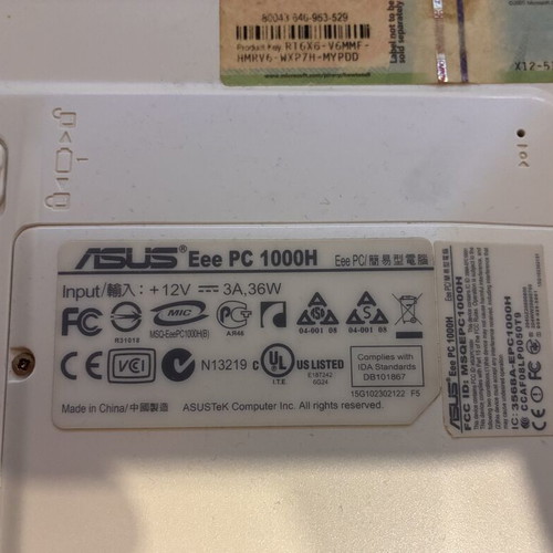 Asus EeePC 1000H laptop for spare parts used