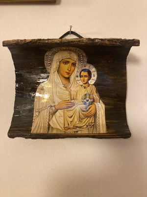Panagia Ierossolimiton handmade icon on bark new