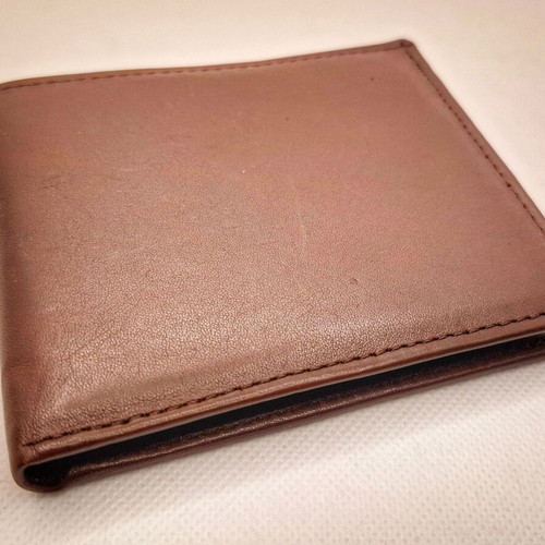 Men's leather wallet made of Argentinian leather, brown, new