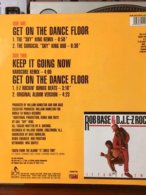 Rob Base & D.J.E-Z Rock Get On The Dance Floor vinyl used, 12", 45 RPM