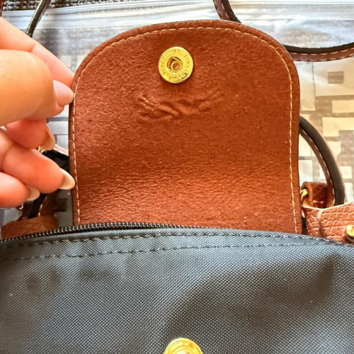 Longchamp Le Pliage pouch mini like new, black and brown
