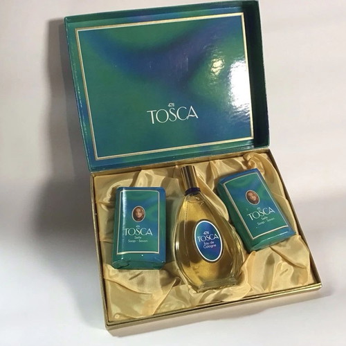 Tosca vintage collectible case with 2 soaps 100g each and 90ml bottle