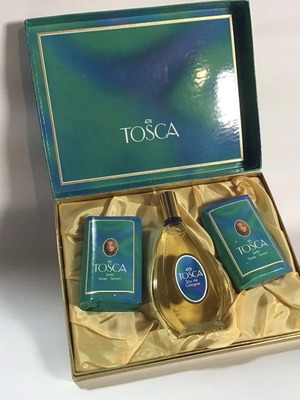 Tosca vintage collectible case with 2 soaps 100g each and 90ml bottle