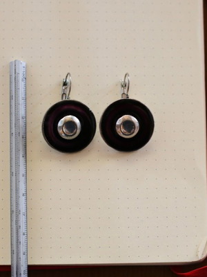 Earrings discs used, purple