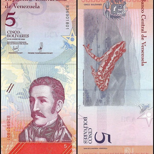 Βενεζουέλα 5 Bolivares χαρτονόμισμα 2018, UNC