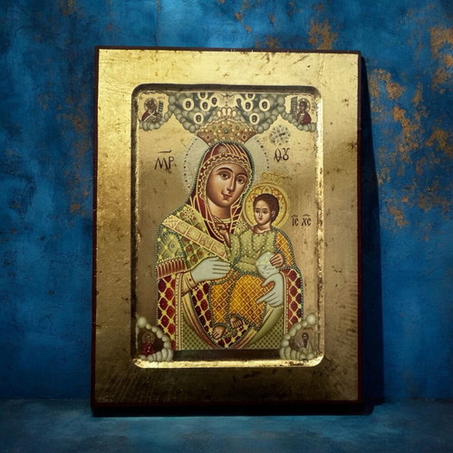 Handmade Byzantine Bethlehem icon 18x23 cm like new with gold leaf