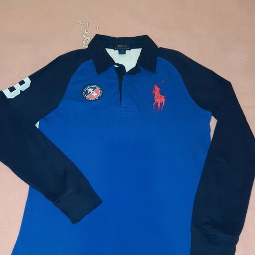 Polo long sleeve Ralph Lauren for boys 14-16 like new, white and blue