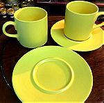  Σετ τσαγιού 12 τμχ.  από 6 κούπες  και 6 πιάτα …Αμεταχείριστο  (Porcelain Tea set 12 pcs 6 cups and 6 plates of yellow color… Unused)