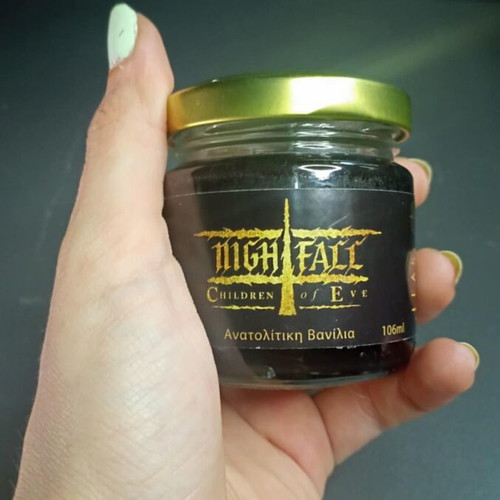 Handmade soy candle in Nightfall jar with Oriental Vanilla scent new