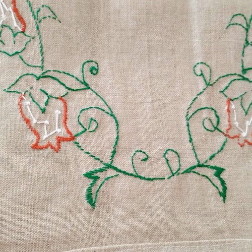 Set of 2 linen embroidered table runners new, traditional Balkan design