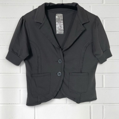 Zara short-sleeve jacket sweatshirt material size M new, charcoal grey