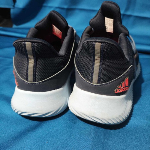 Adidas men's sneakers used, black with blue and orange details, size 40.5