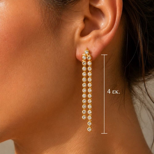 Elegant earrings with rhinestones, like new, gold tone