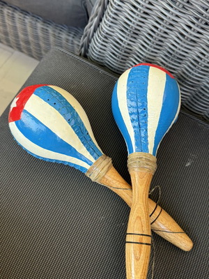 Cuban maracas handmade rawhide with wooden handles