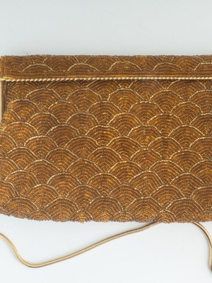 Vintage Evening Clutch Bag used with sparkling beadwork and gold clasp
