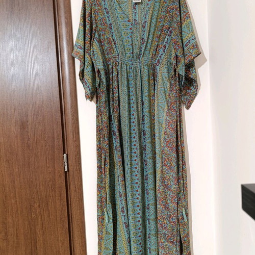 Kimono dress like new multicolor with green one size