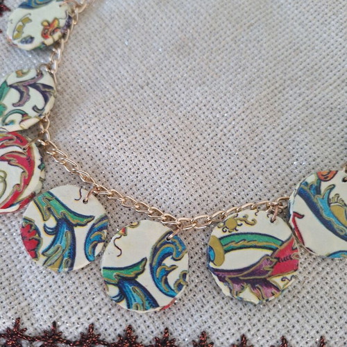 Short handmade floral printed necklace made to order