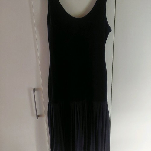 Italian cocktail dress new, black, velvet and pleated chiffon, size S M