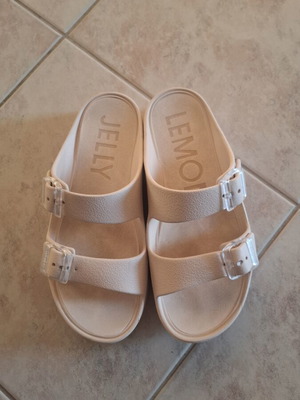 Lemon Jelly Fenix Vegan Platform Sandals used, beige and pink, size 37