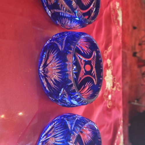 Crystal bowls electric blue for nuts, new