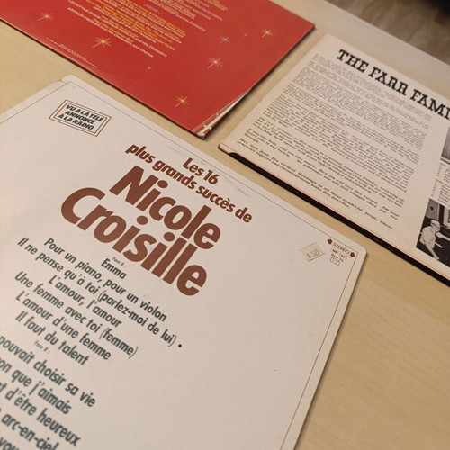Set of 3 used vinyl records with Nicole Croisille, Christmastime, Farr Family Band