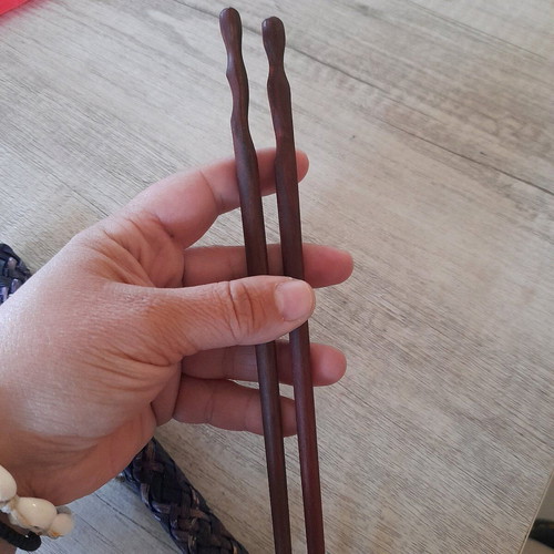Handmade wooden chopsticks with woven bamboo case new