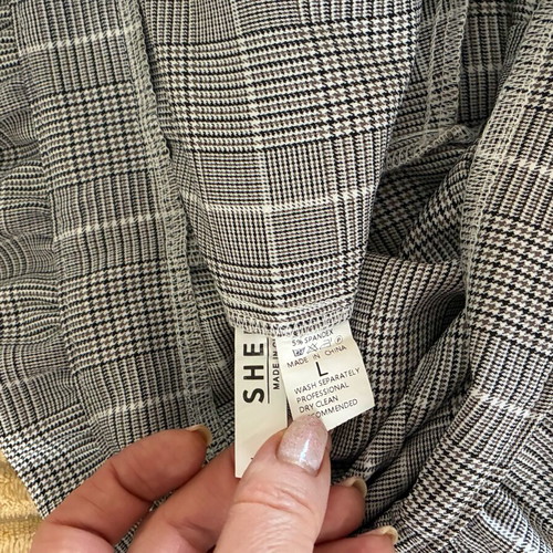 Shein checked jacket L like new, beige and blue