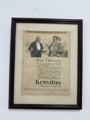 Framed cigarette advertisement 1923 used