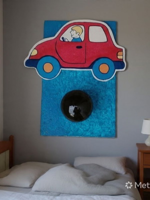 Children's wall hanger car wood 15x10 cm eco paint