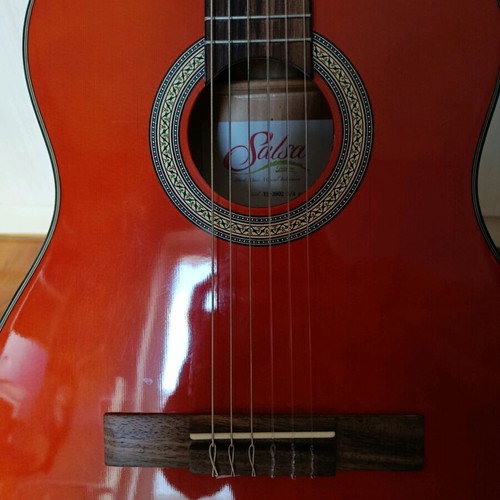 Classical guitar 3/4 like new with case, music stand, footrest and holder