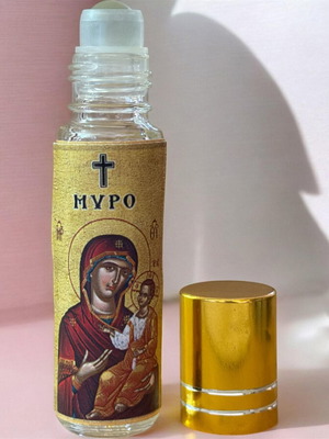 Χειροποίητο ορθόδοξο μύρο roll-on με βυζαντινή εικόνα, 10 ml