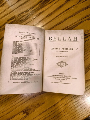 Bellah book used, novel by Octave Feuillet, 1887 edition