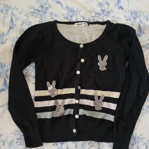 Angelababy small black cardigan used with minor fabric discoloration