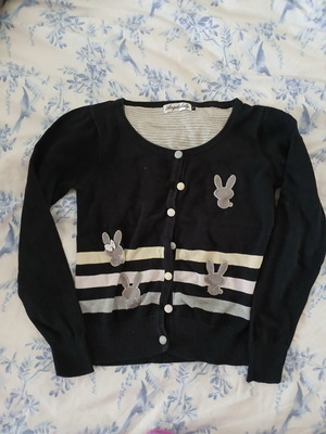 Angelababy small black cardigan used with minor fabric discoloration