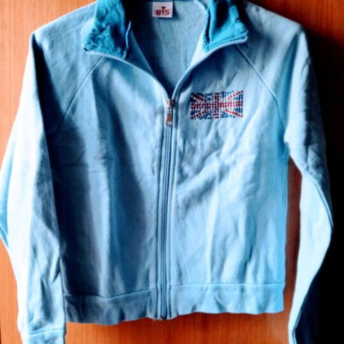 Children's Cotton Jacket Turquoise Like New Size 146-152 with England Flag