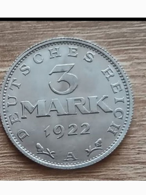 Γερμανία αλουμίνιο 3 mark 1922 ακυκλοφόρητο καινούργιο