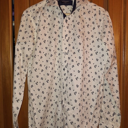 Beneto Maretti dress shirt, white and blue, size L