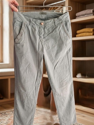 Motel Pants Small Size Grey with Fine Striped Texture New