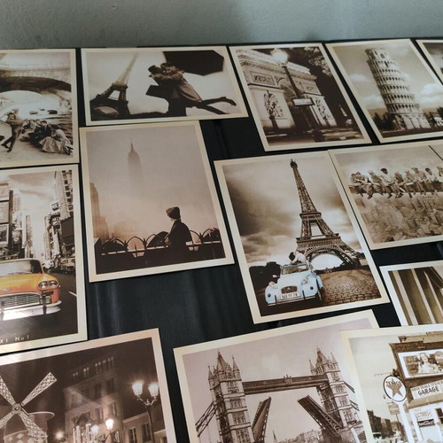 Collectible set of 32 vintage postcards with world landscapes and photos