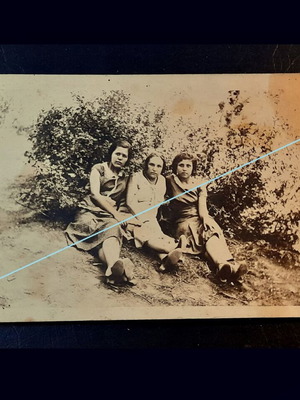 Βίνταζ ασπρόμαυρη φωτογραφία τριών γυναικών στην εξοχή