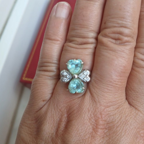 Ring with natural topaz, silver 925, 17 mm