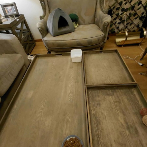 Coffee table 1.10 x 1.10 m, solid wood with removable parts
