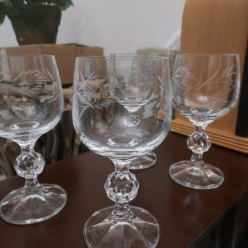 Crystal carved glasses like new, set of 4 pieces