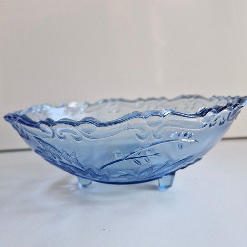 Vintage glass fruit bowl in blue color like new