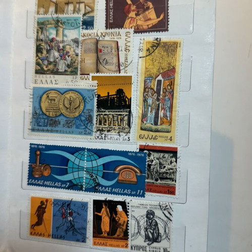 International Stamp Collection album with large vintage Greek and foreign stamps lot