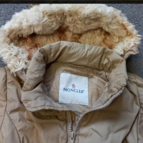 Moncler original children's padded jacket, beige, hooded